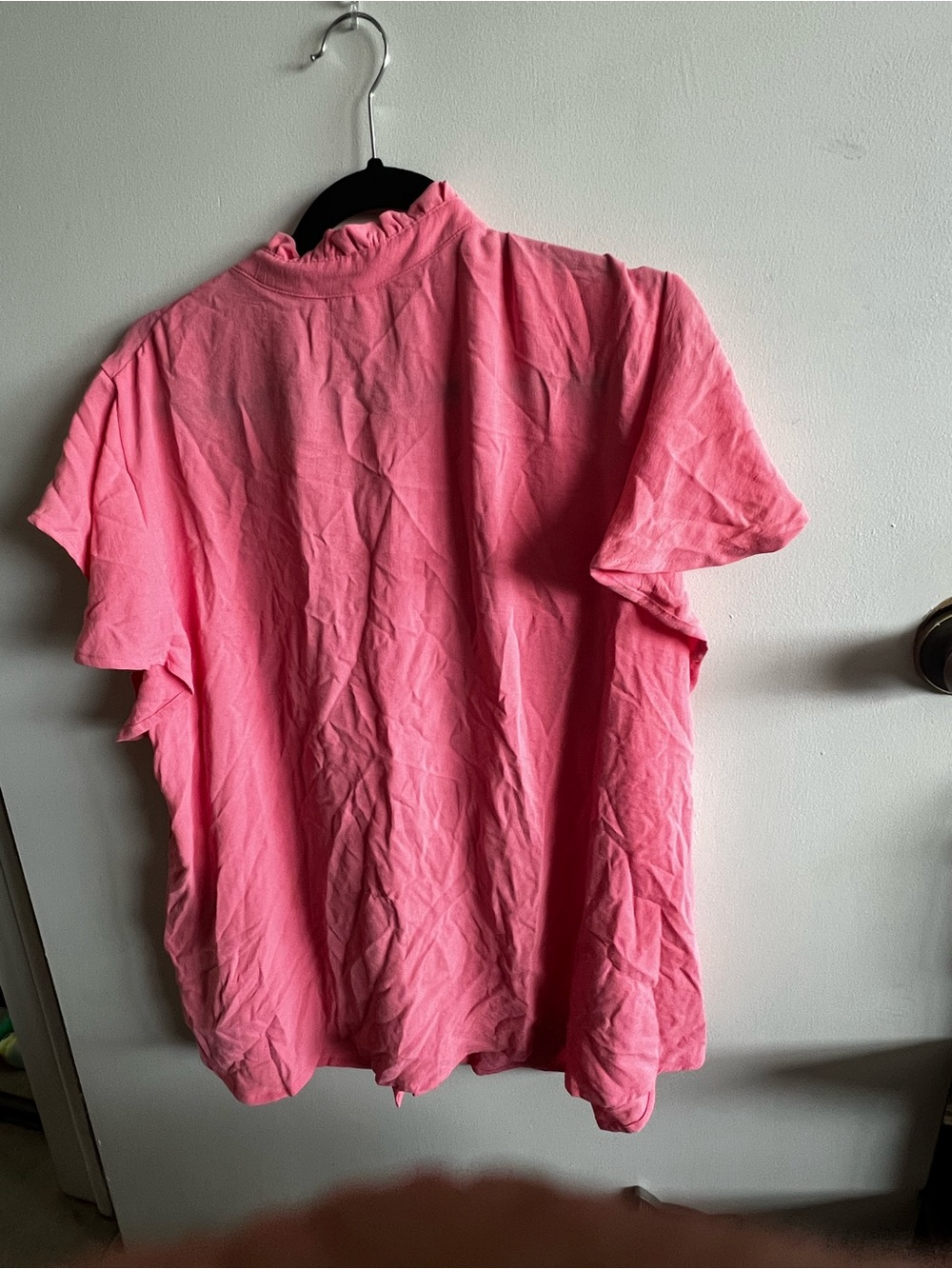 NY Collection Pink Ruffle-Trim Button Front Blouse - Picture 4 of 4